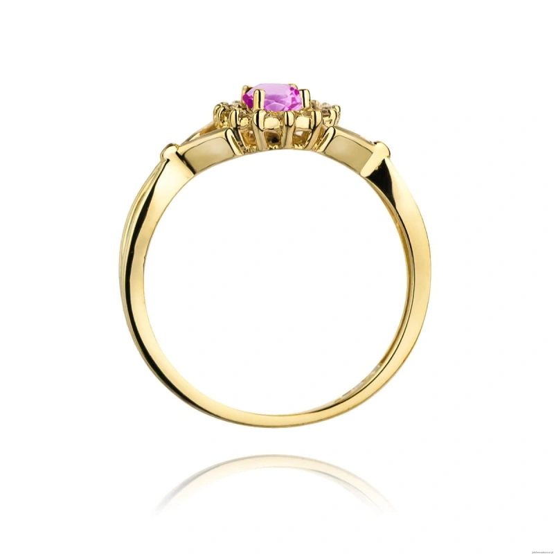 Pierścionek W182 Różowy Szafir 0,45ct żółte złoto