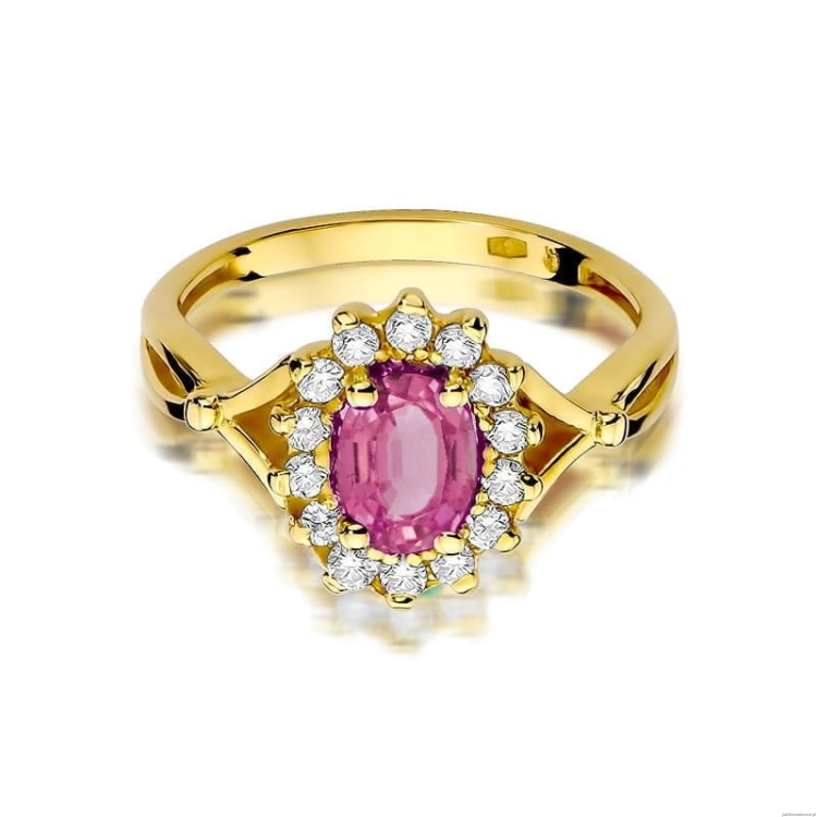 Pierścionek W182 Różowy Topaz 0,50ct żółte złoto