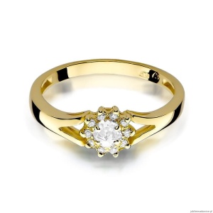 Pierścionek W185 Diament 0,10ct żółte złoto