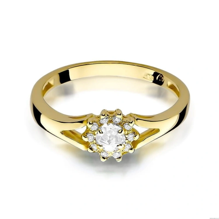 Pierścionek W185 Diament 0,10ct żółte złoto