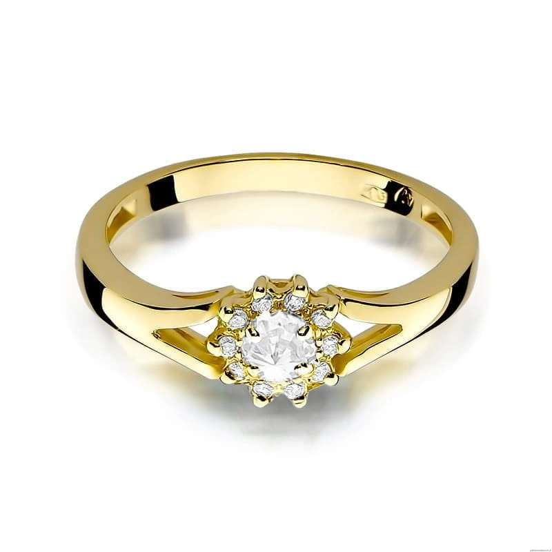 Pierścionek W185 Diament 0,10ct żółte złoto