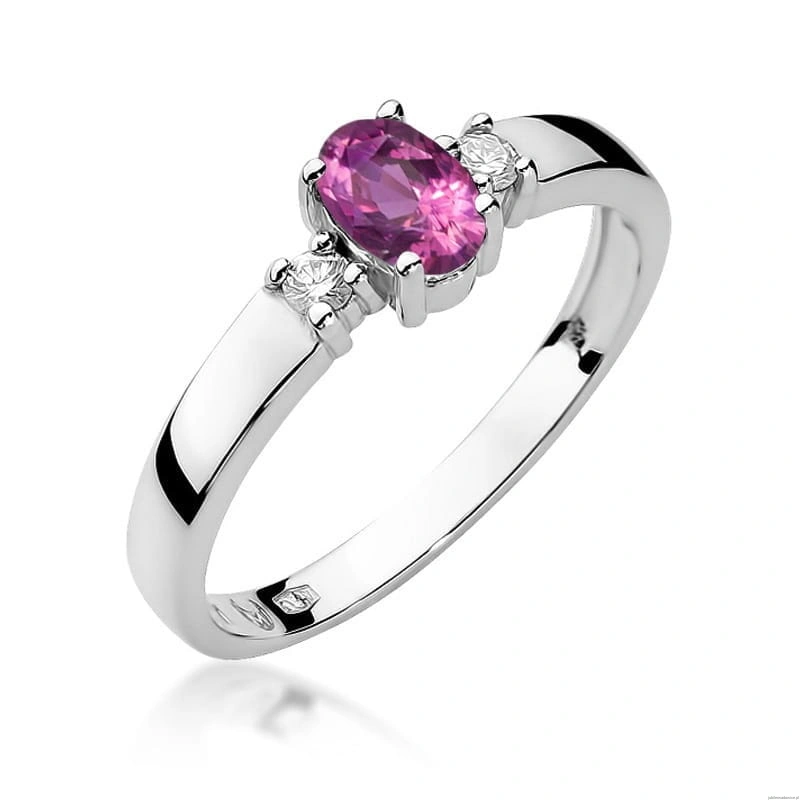 Pierścionek W264 Różowy Szafir 0,45ct białe złoto