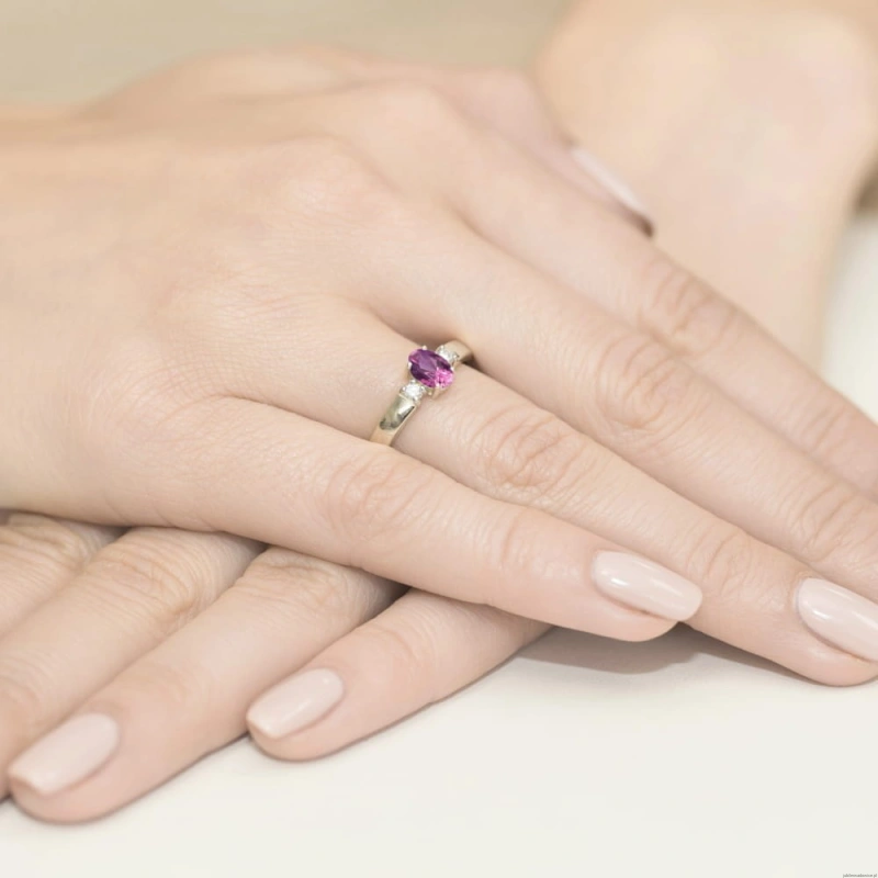 Pierścionek W264 Różowy Szafir 0,45ct białe złoto