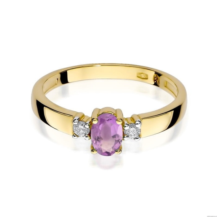 Pierścionek W264 Ametyst 0,40ct żółte złoto