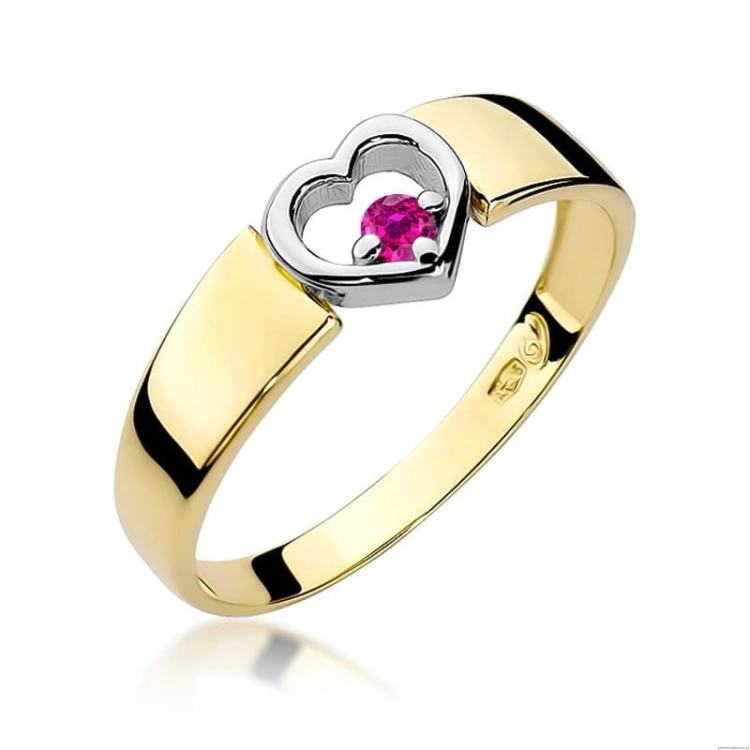 Pierścionek W276 Różowy Szafir 0,04ct żółte złoto