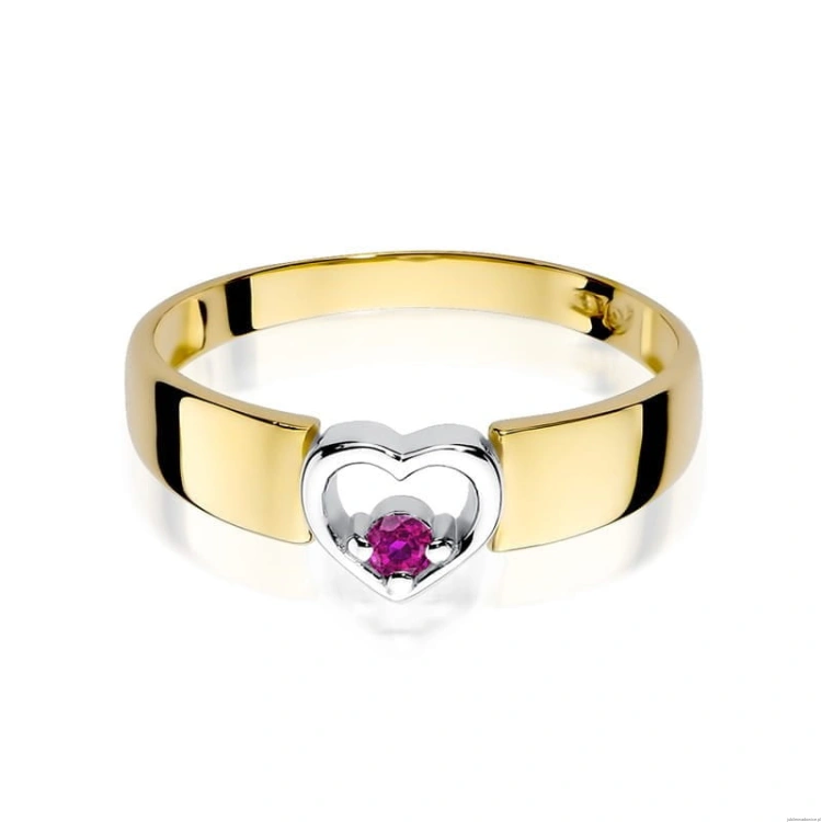 Pierścionek W276 Różowy Szafir 0,04ct żółte złoto