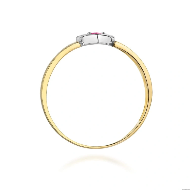 Pierścionek W276 Różowy Szafir 0,04ct żółte złoto