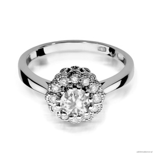 Pierścionek W284 Biały Szafir 0,60ct białe złoto