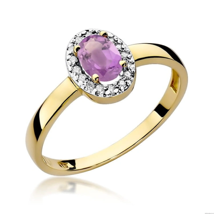 Pierścionek W330 Ametyst 0,40ct żółte złoto