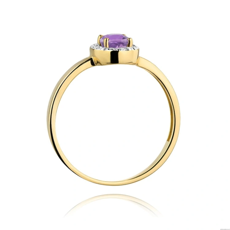 Pierścionek W330 Ametyst 0,40ct żółte złoto