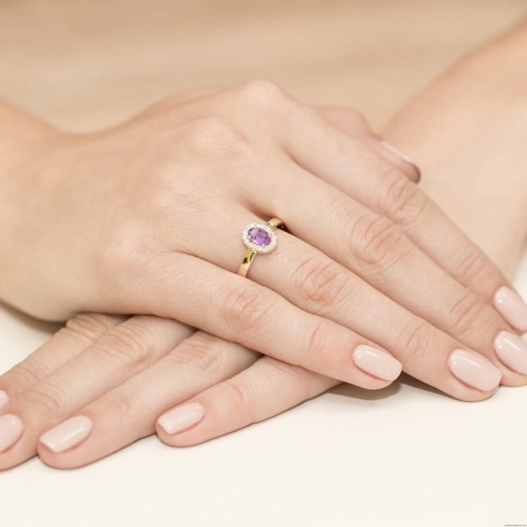 Pierścionek W330 Ametyst 0,40ct żółte złoto