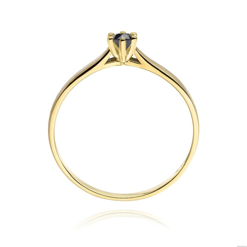 Pierścionek W222 Czarny Diament 0,12ct żółte złoto