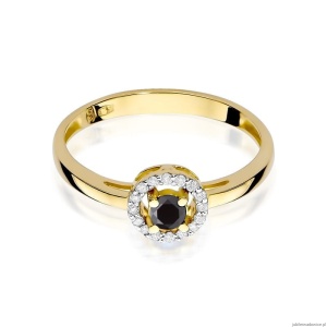 Pierścionek W238 Czarny Diament 0,12ct żółte złoto