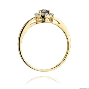 Pierścionek W238 Czarny Diament 0,12ct żółte złoto