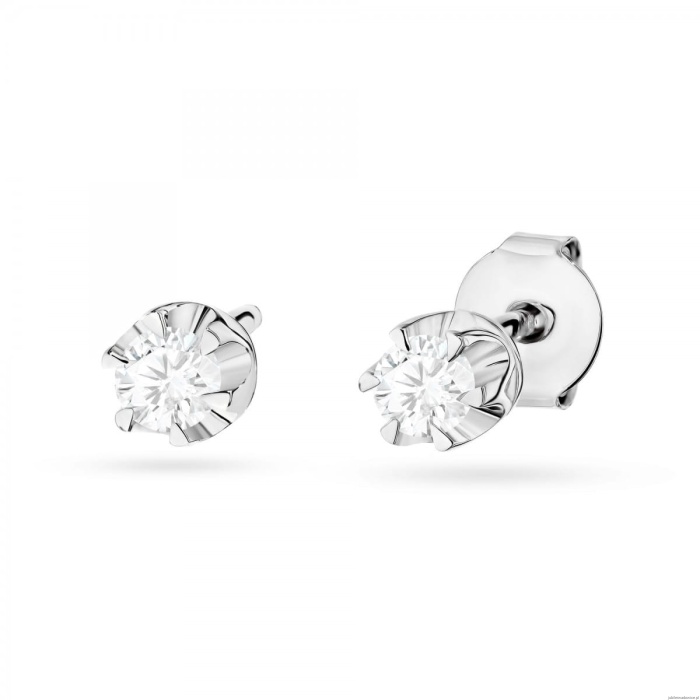 Kolczyki K0032 Diament Laboratoryjny 2 x 0,10ct białe złoto
