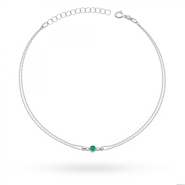 Bransoletka B005 Szmaragd 0,15ct białe złoto