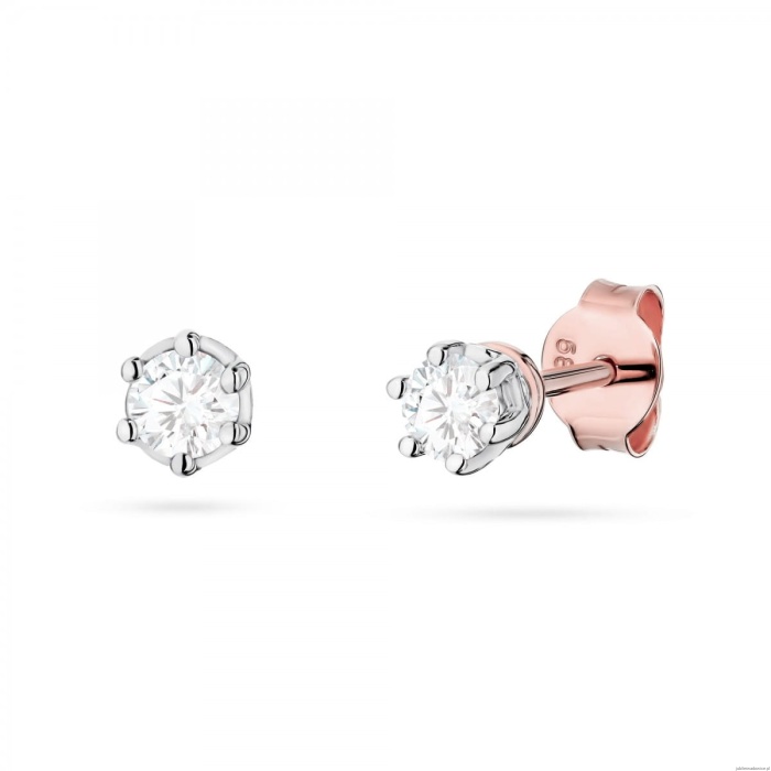 Kolczyki K0068 Diament Laboratoryjny 2 x 0,15ct różowe złoto