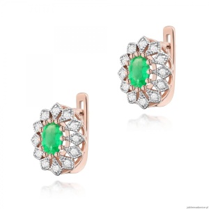 Kolczyki K0354 Szmaragd 2 x 0,40ct różowe złoto
