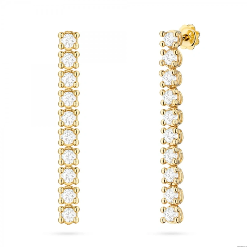 Kolczyki K0330 z diamentami laboratoryjnymi żółte złoto