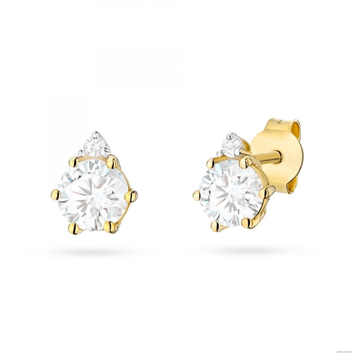 Kolczyki K0076 Diament Laboratoryjny 2 x 0,50ct żółte złoto