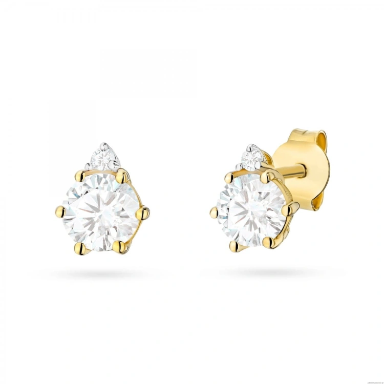 Kolczyki K0076 Diament Laboratoryjny 2 x 0,50ct żółte złoto