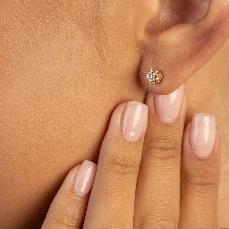 Kolczyki K0032 Diament Laboratoryjny 2 x 0,10ct żółte złoto