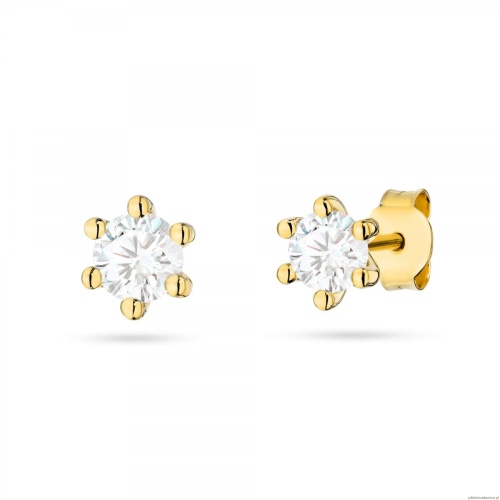 Kolczyki K0222 Diament Laboratoryjny 2 x 0,10ct żółte złoto