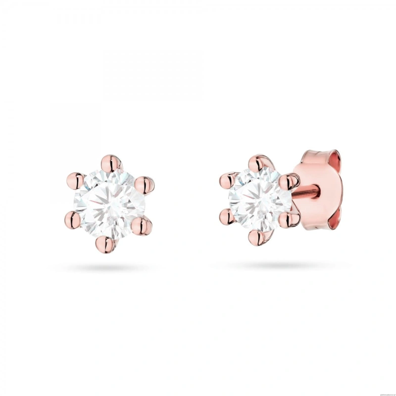 Kolczyki K0222 Diament Laboratoryjny 2 x 0,10ct różowe złoto