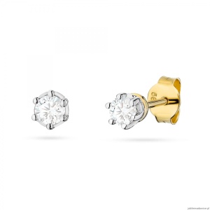 Kolczyki K0068 Diament Laboratoryjny 2 x 0,15ct żółte złoto