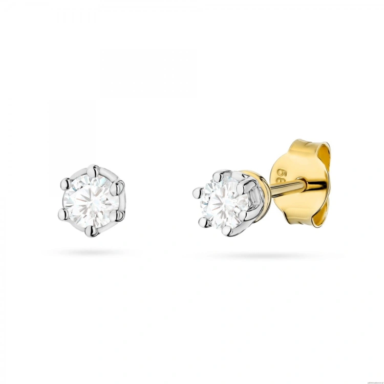 Kolczyki K0068 Diament Laboratoryjny 2 x 0,15ct żółte złoto