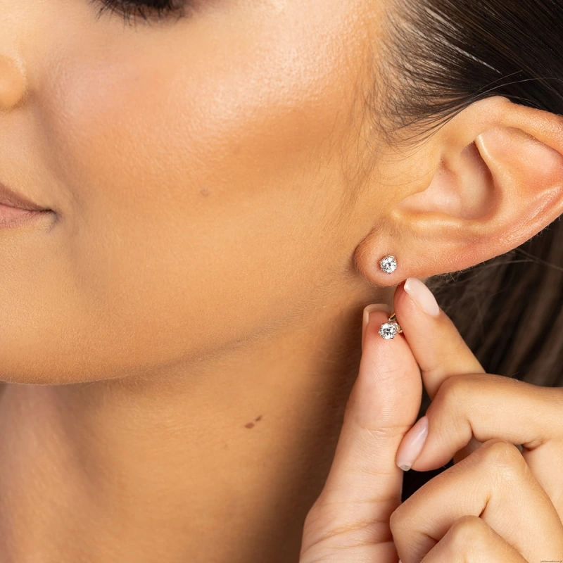 Kolczyki K0068 Diament Laboratoryjny 2 x 0,15ct żółte złoto