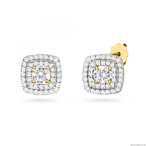 Kolczyki K0506 z diamentami laboratoryjnymi żółte złoto