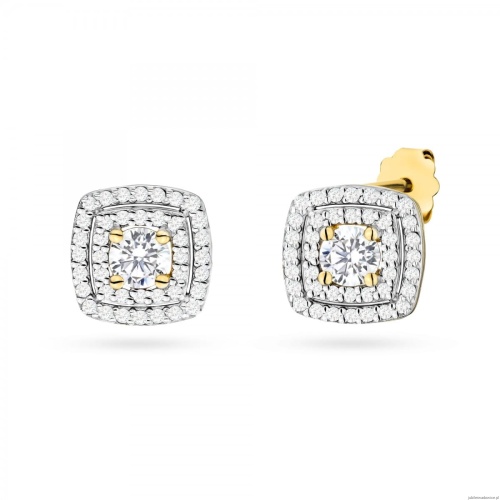 Kolczyki K0506 z diamentami laboratoryjnymi żółte złoto
