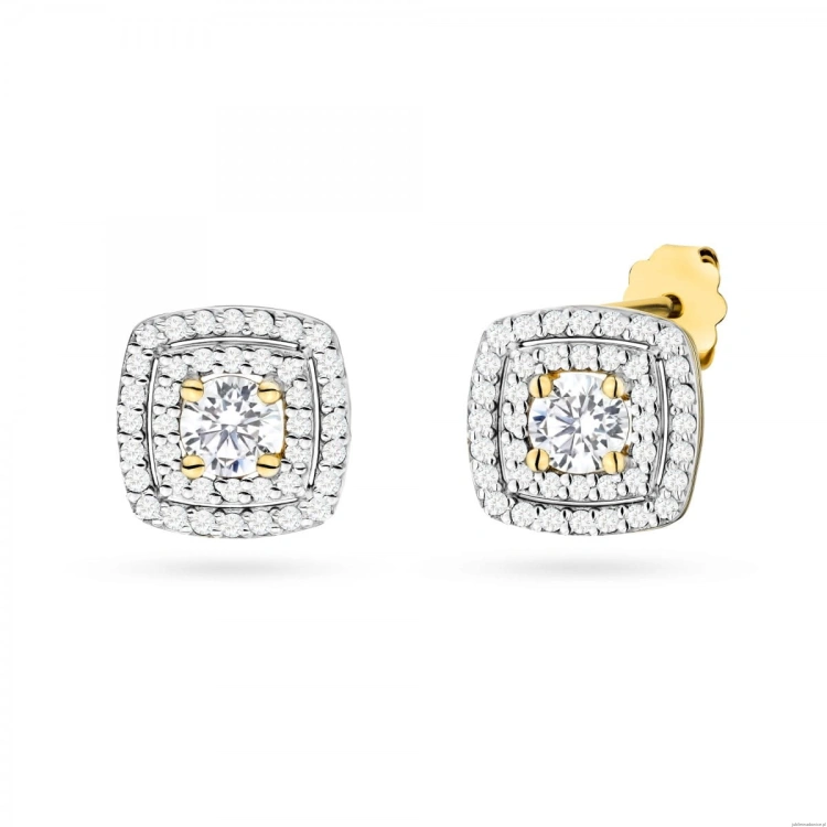 Kolczyki K0506 z diamentami laboratoryjnymi żółte złoto
