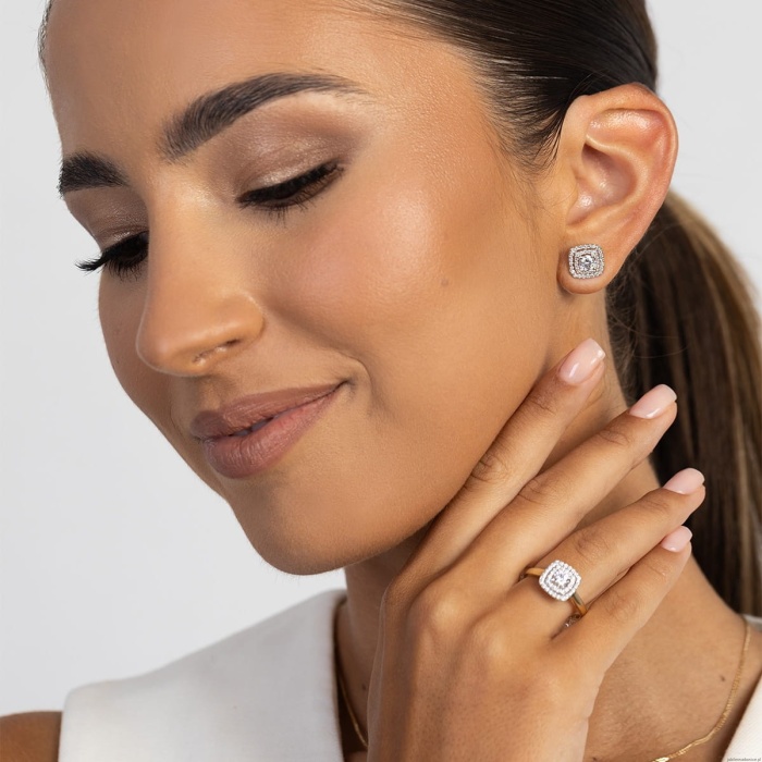 Kolczyki K0506 z diamentami laboratoryjnymi żółte złoto