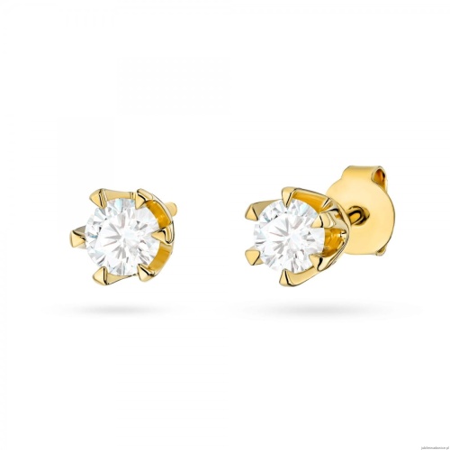 Kolczyki K0220 Diament Laboratoryjny 2 x 0,30ct żółte złoto