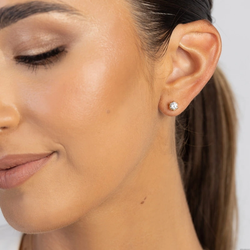 Kolczyki K0220 Diament Laboratoryjny 2 x 0,30ct żółte złoto