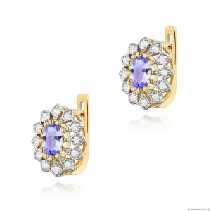 Kolczyki K0354 Tanzanit 2 x 0,40ct żółte złoto