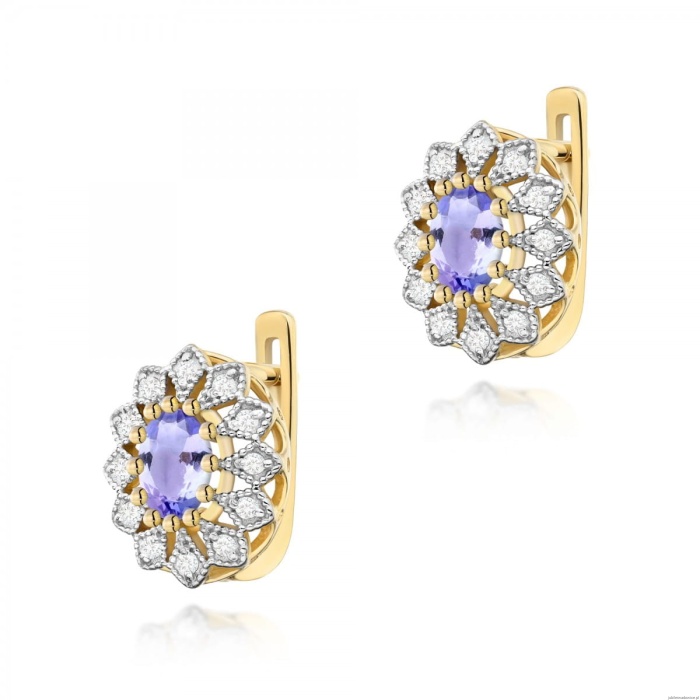 Kolczyki K0354 Tanzanit 2 x 0,40ct żółte złoto