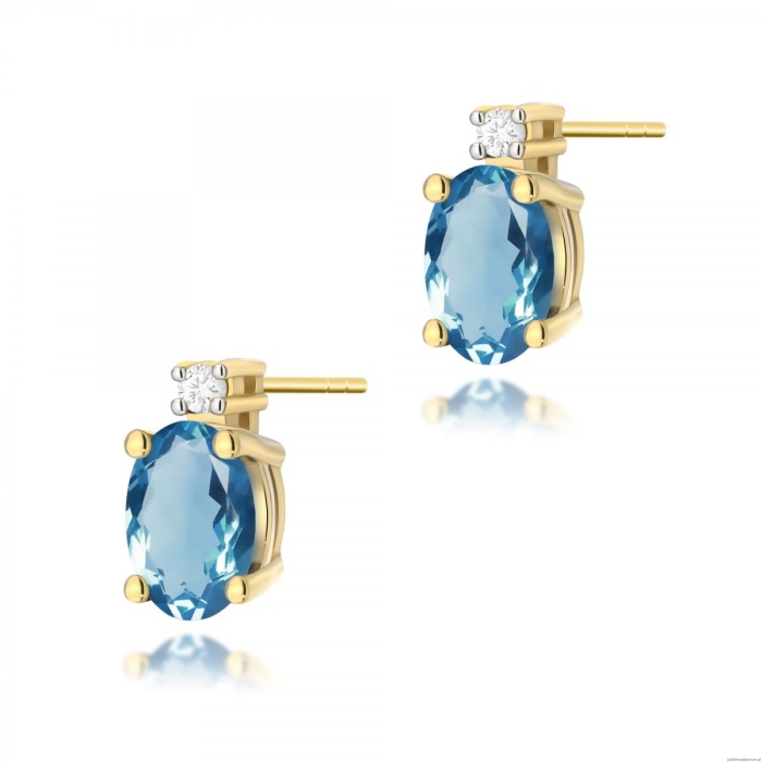 Kolczyki K0001 Topaz London Blue 2 x 0,50ct żółte złoto
