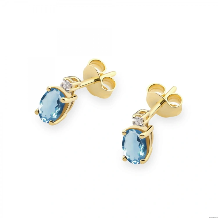 Kolczyki K0001 Topaz London Blue 2 x 0,50ct żółte złoto