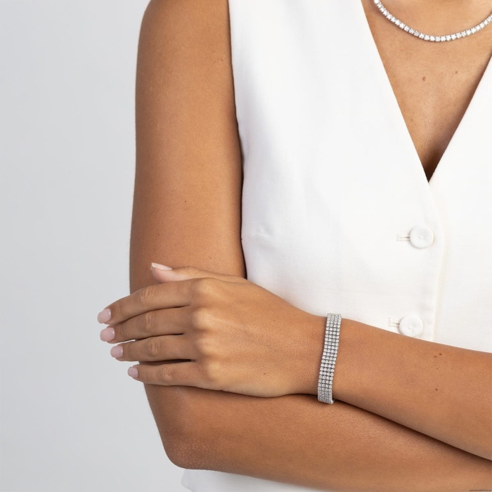 Bransoletka B0036 z diamentami laboratoryjnymi białe złoto