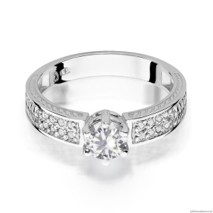 Pierścionek W075 Biały Szafir 0,60ct białe złoto