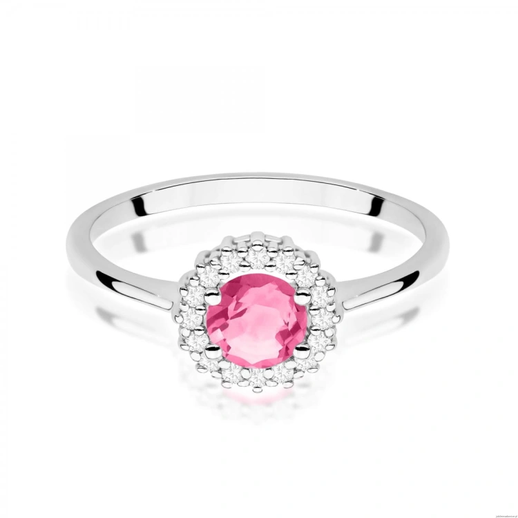 Pierścionek W0572 Różowy Topaz 0,60ct białe złoto