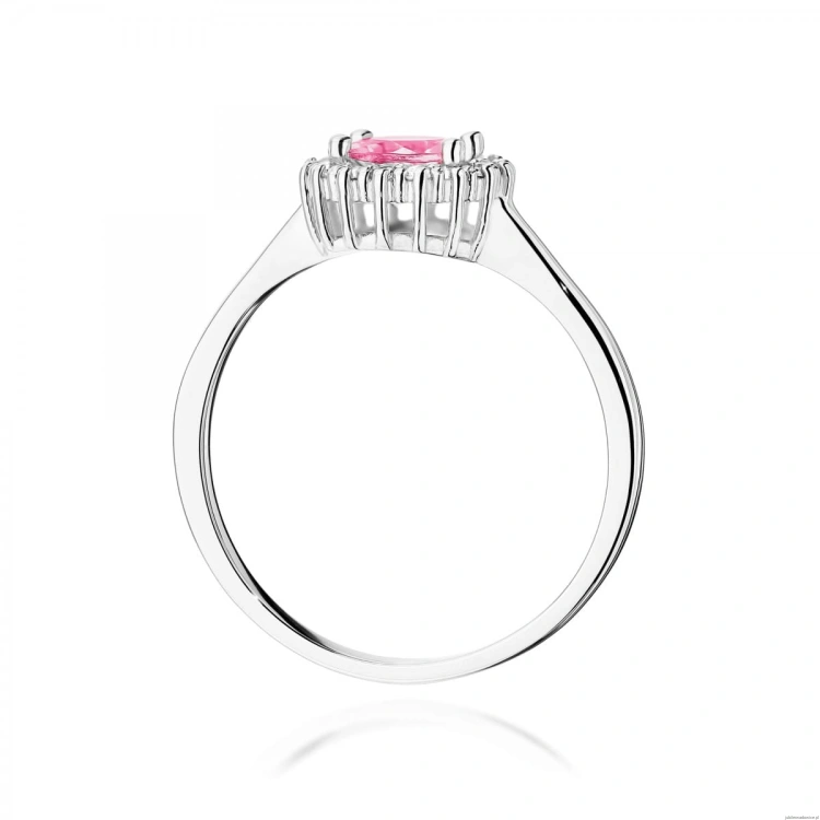 Pierścionek W0572 Różowy Topaz 0,60ct białe złoto