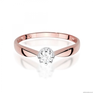 Pierścionek W0228 Diament Laboratoryjny 0,15ct różowe złoto