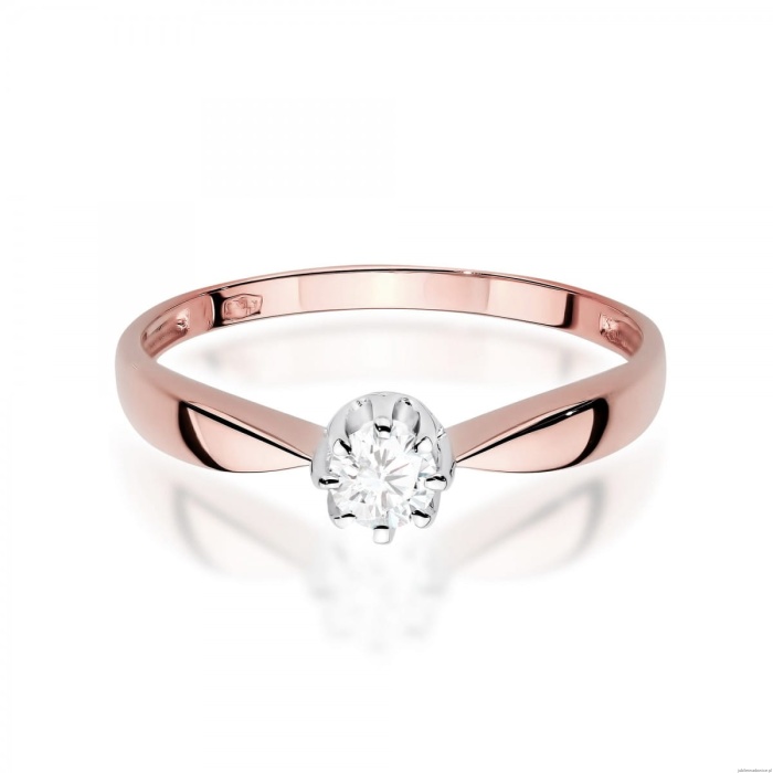 Pierścionek W0228 Diament Laboratoryjny 0,15ct różowe złoto