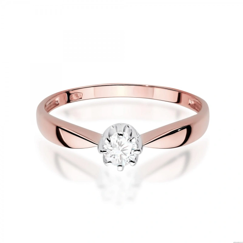 Pierścionek W0228 Diament Laboratoryjny 0,15ct różowe złoto