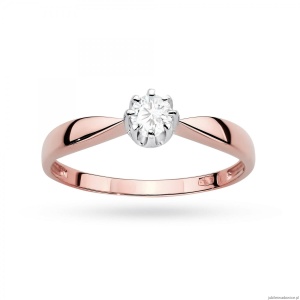 Pierścionek W0228 Diament Laboratoryjny 0,15ct różowe złoto