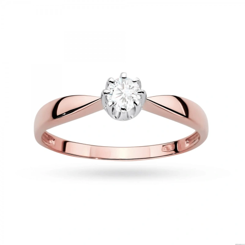 Pierścionek W0228 Diament Laboratoryjny 0,15ct różowe złoto